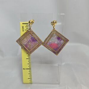 #212- Chic Gold and Purple Square Earrings